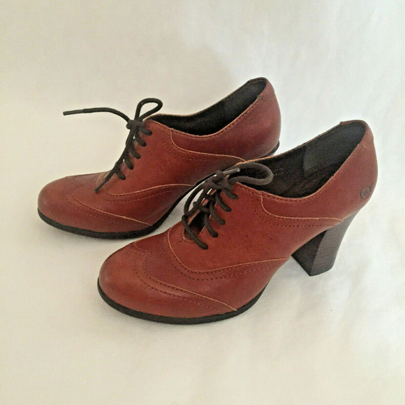 Born Shoes - BORN Brown Leather Oxford Brogue Heels Size 8M